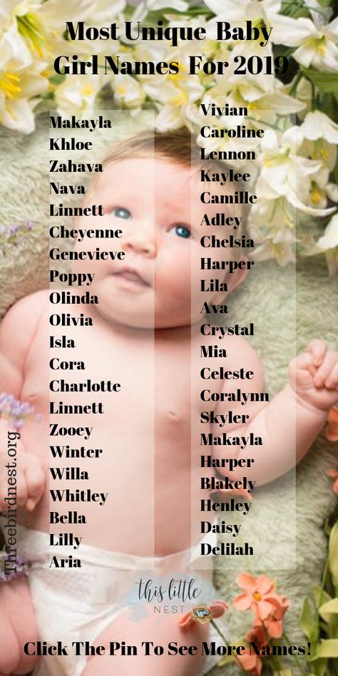 Baby girl names | Unique Baby Names 2019 Here's an amazing list of over 100 unique baby girl names that you're gonna love. I bet you find her name on this list! Check it out!  #babynames #babygirlnames #girlnames #uniquebabynames Unique Baby Girl Names With Meaning, Girl Names Unique, Names With Nicknames, Unique Baby Girl Names, List Of Girls Names