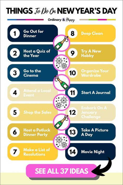 Things To Do on New Year’s Day (The Ultimate List of Ideas) New Years Things To Do, Things To Do In The New Year, Journal Printables Free, Clean Dinners, Dinner Host, New Year’s Day, Creative Things, New Year's Day, New Years Day