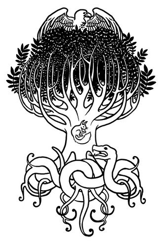 Asatru Tattoo, Norse Tree Of Life, Yggdrasil Tattoo, Art Viking, Symbole Viking, Norse Tattoo, Norse Pagan, Tree Of Life Tattoo, Viking Art