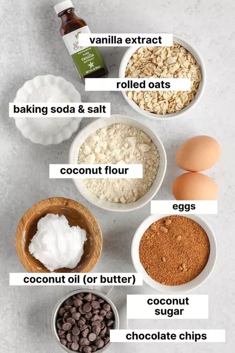 Gluten Free Cookies Coconut Flour, Coconut Flour Oatmeal Cookies, Oat Coconut Cookies, Coconut Flour Oatmeal, Oatmeal Cookies With Coconut, Cookies Coconut Flour, Cookies With Coconut Flour, Oatmeal Cookies No Flour, Coconut Flour Chocolate Chip Cookies