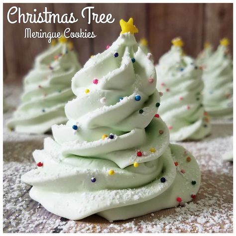 Christmas Tree Meringue Cookies – Rumbly in my Tumbly Christmas Tree Meringue, Tree Meringue, Meringue Cookies Recipe, Cookies Meringue, Meringue Cookie Recipe, Christmas Baking Ideas, Bars Cookies, Christmas Foods, Meringue Cookies