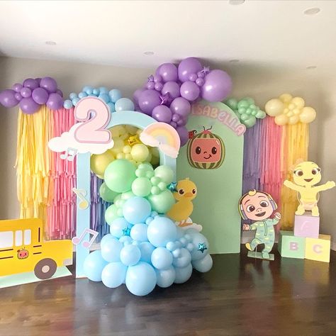 Coco Melon Party, Pastel Theme Party, Balloon Party Decor, Coco Melon, 2nd Birthday Party For Girl, 1st Birthday Girl Decorations, Pony Birthday Party, Girl Bday Party