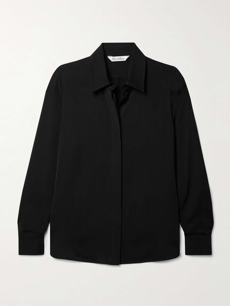 Shop MAX MARA Filmato silk crepe de chine blouse, Explore the latest MAX MARA women's collection today on NET A PORTER Build Wardrobe, Casual Elegant Style, Black Silk Blouse, Pants Outfits, Exclusive Dress, Sport Swimwear, Pant Sets, Fashion Business, Minimalist Aesthetic