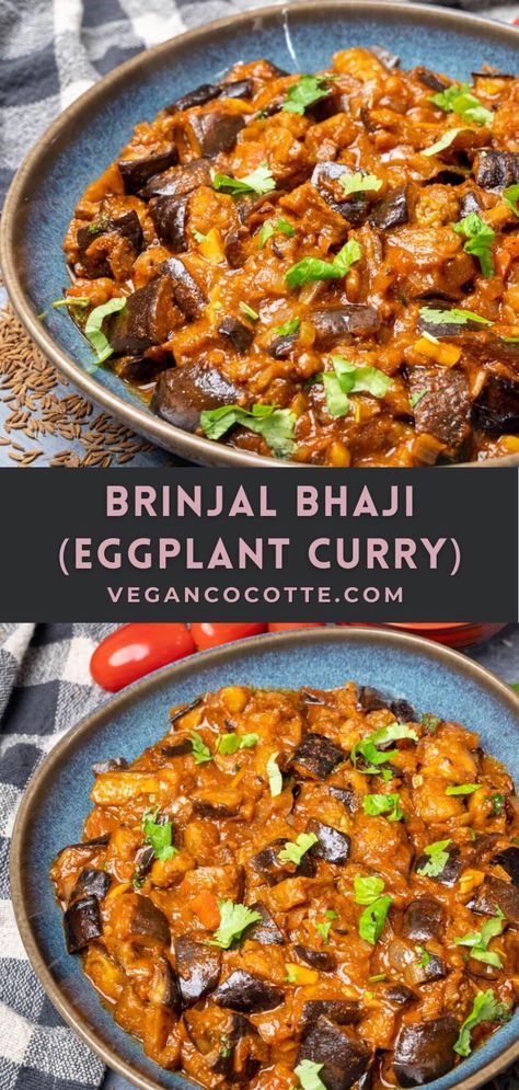 Eggplant Chickpea Curry, Frozen Eggplant Recipes, Zucchini Eggplant Recipes, Eggplant Zucchini Recipes, Eggplant Recipes Indian, Brinjal Bhaji, Indian Eggplant Recipes, Curry With Eggplant, Recipes Spinach