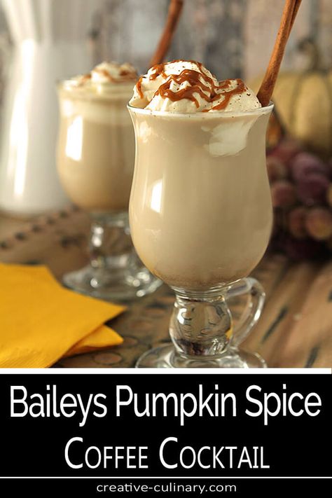 This Dessert Coffee with Bailey's Pumpkin Spice Liqueur is a special treat that is sure to warm you to your toes! Pumpkin Spice Desserts, Fall Drink Recipes, Thanksgiving Drinks, Pumpkin Coffee, Coffee Cocktails, Coffee Dessert, Fall Drinks, Alcohol Drink Recipes, Drinks Alcohol Recipes