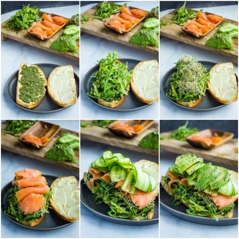 Smoked Salmon Sandwich with Avocado & Pesto {Gluten-Free, Dairy-Free} - Avocado Pesto Cold Smoked Salmon Sandwich, Sandwich With Avocado, Low Carb Sushi, Smoked Salmon Breakfast, Simple Avocado Toast, Smoked Salmon Sandwich, Gluten Free Pesto, Salmon Breakfast, Pesto Sandwich