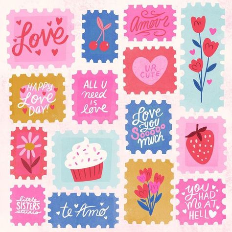 Dear Edwina, Valentines Prints, Spring Graphics, Valentine's Day Illustration, Valentines Day Drawing, Valentines Illustration, Stickers Collage, Art Journal Therapy, Valentine Print