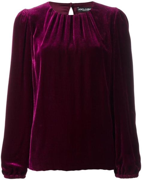 Dolce & Gabbana velvet top Velvet Top Long Sleeve, Ruched Blouse, Shirred Top, Velvet Dress Designs, Burgundy Blouse, Velvet Blouse, Blouse Purple, Burgundy Top, Ruched Sleeve