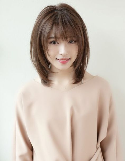 Straight Medium Layered Hair, Haircuts For Asian Women, Medium Layered With Bangs, Medium Hair Styles For Women, Asian Short Hair, Shot Hair Styles, Haircuts For Medium Hair, Haircuts Straight Hair, 짧은 머리