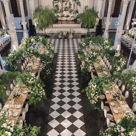 Nize Printing™ on Instagram: "A fairytale black and white wedding. We wrapped the aisle and dance floor with checkered vinyl flooring 🖤🤍 - - - @archiverentals @butterflyfloral @vibianaevents @ambereventprod @mtb_event_rentals @butterflyfloral_ashley - - - - - #weddingsign #weddingsigns #weddingsignage #acrylicsigns #weddinginspiration #weddingideas #weddinginspo #weddingdecor #wedding2023 #modernwedding #seatingchart #welcomesign #paperie #invitationsuite #details #wowfactor #weddingdesign Checkered Floor Wedding Ceremony, Unique Aisle Runner, Checkerboard Floor Wedding, Black And White Floor Wedding, Dance Floor Wrap Wedding, Checkered Floor Wedding, Wedding Runway Aisle, Checkered Wedding Dance Floor, Black And White Wedding Dance Floor