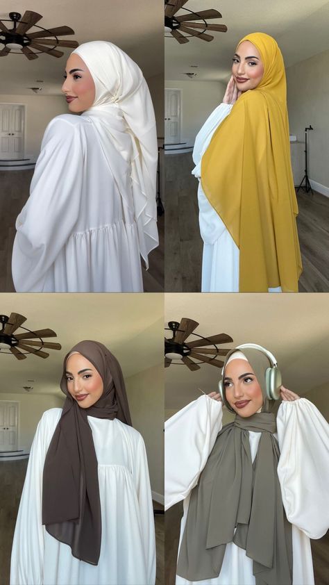 Quick and easy summer hijab styles ☀️ Hijabs from @culturehijab - Vetiver premium chiffon - Aspen gold chiffon - Tortoise chiffon -… | Instagram Summer Hijab Style, Chiffon Hijab Style, Chiffon Hijab Tutorial, Yellow Hijab, Easy Hijab Style, Chiffon Hijab, Abaya Outfit, Hijab Aesthetic, Street Hijab Fashion