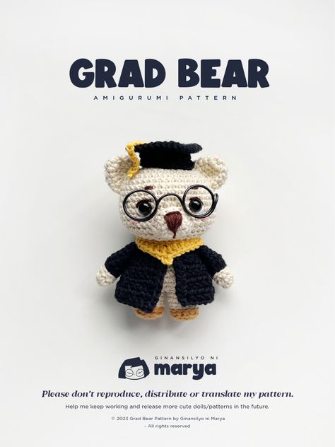 Graduation Cap Crochet Pattern, Crochet Graduation Cap Free Pattern, Crochet Graduation Bear, Graduation Crochet Pattern Free, Crochet Graduation Doll, Graduation Crochet Ideas, Graduation Amigurumi, Graduation Crochet, Bear Amigurumi Pattern