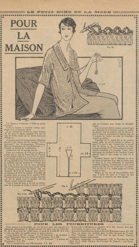 Victorian Crochet Patterns, 1920s Costume, Crochet Capelet, Crochet Kimono, Vintage Crochet Patterns, Crochet Bolero, Vintage Crochet Pattern, Crochet Curtains, Journal Vintage