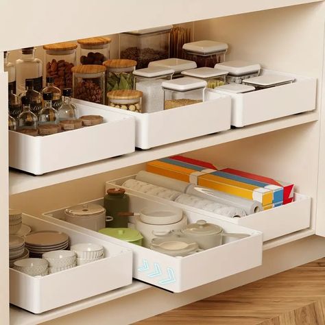 Pull Type Cabinet Organizer No punch Cabinet Organizer Home - Temu Under The Sink Organization, Bathroom Pantry, Plastic Storage Drawers, Sliding Shelves, Closet Organizing Systems, Under Sink Storage, Kitchen Drawer Organization, Cabinet Organizer, Garage Storage Organization