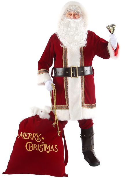 Red Christmas Outfit, Santa Claus Outfit, Red Velvet Jacket, Silver Wigs, Happy Christmas Day, Santa Claus Costume, Santa Suit, Santa Outfit, Santa Suits