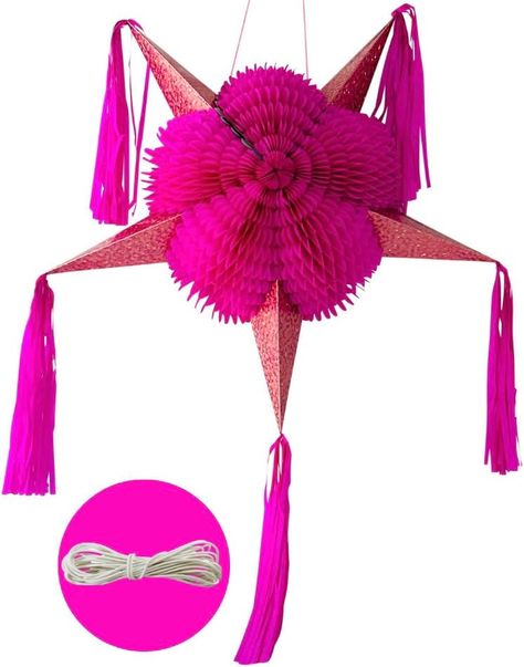 Extra Large Pink Mexican Star Barbie Pinata with 30 Ft Rope Included - Holds 3 Pounds of Pinata filler - 32 Inches Wide Piñata with Rose Gold Sparkling Star Cones - Barbie Birthday Decorations - Hot Pink Barbie Party Decorations Barbie Pinata, Mexican Birthday Party Decorations, Pink Bachelorette Party Decorations, Mexican Fiesta Party Decorations, Barbie Decorations, Paw Patrol Birthday Decorations, Pink Birthday Decorations, Mexican Theme Party Decorations, Barbie Party Decorations