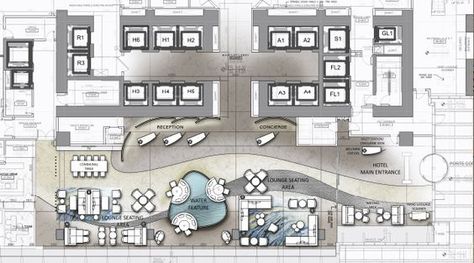 Hotel Lobby Floor Plan, Lobby Floor Plan, Lobby Plan, Restaurant Plan, Hotel Floor Plan, Hotel Lobby Design, Lobby Interior Design, Hotel Floor, Hotel Plan