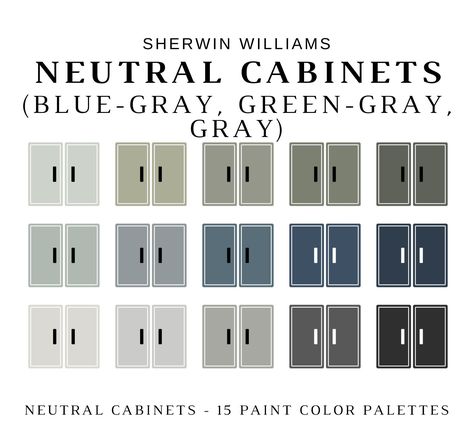 The PDF contains EVERYTHING you need to KNOW about Sherwin Williams NEUTRAL KITCHEN CABINET, BATHROOM VANITY, or BUILT-IN SHELVES Paint Colors! It includes a list of 15 complementary Sherwin Williams NEUTRAL CABINET Paint Colors (green-gray, blue-gray, navy blue, gray, black) that will best work in a home. This is a PREPACKAGED Color Palette Selection Listing that includes the Sherwin Williams complementary color recommendations of those cabinets with respect to HARDWARE options, BACKSPLASH TILE Black Counter Top Blue Cabinets, Blue White Wash Kitchen Cabinets, Blue Counters In Kitchen, Mitch Cabinet Colors, Two Tone Kitchen Cabinets Black Hardware, Boothbay Gray Sherwin Williams, Sage Color Cabinets Kitchen, Sage Blue Kitchen Cabinets, Best Grey Cabinet Paint Colors