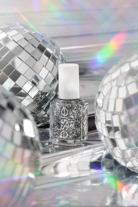 Disco Product Photography, Silver Product Photography, Disco Ball Product Photography, Glitter Product Photography, Metallic Photoshoot, Cosmetics Photoshoot, Glitter Photoshoot, Glitter Nail Paint, Silver Photography