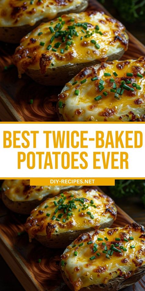 Discover the best twice-baked potatoes ever with our foolproof recipe. Ideal for family gatherings! Twice Baked New Potatoes, Back Potatoes Recipes, Easy Meal With Potatoes, The Best Twice Baked Potatoes, Twice Baked Potatoes No Bacon, Bake Potato Ideas, Best Way To Make Baked Potatoes, Double Baked Potatoes In The Oven, Pot Roast Twice Baked Potato