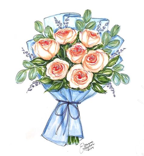 How To Draw A Bouquet, Flower Bouquet Aesthetic Drawing, Flower Bouquet Sketch, Flower Bouquet Drawings, Bunch Of Flowers Drawing, Bouquet Of Flowers Drawing, Flower Bouquet Sticker, Flower Bouquet Drawing, Flower Bouquet Painting