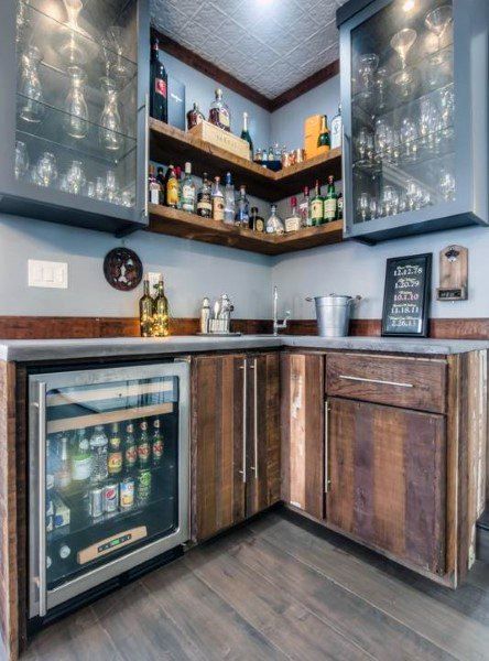 Top 70 Best Home Wet Bar Ideas - Cool Entertaining Space Designs Home Wet Bar Ideas, Corner Bar Ideas, Wet Bar Ideas, Basement Wet Bar, Small Bars For Home, Coin Bar, Home Wet Bar, Corner Bar, Home Bar Rooms