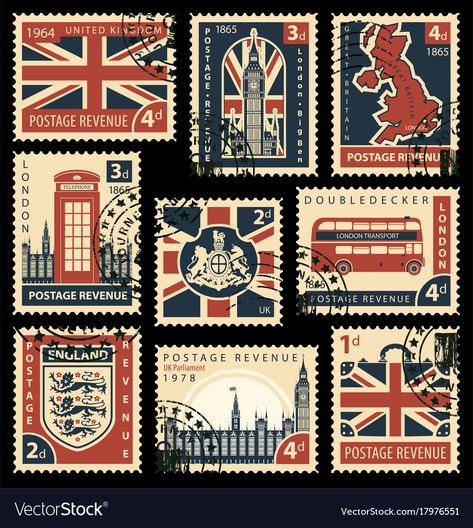 Stamp Tattoo, London Painting, London Sights, Postage Stamp Design, طابع بريدي, Travel Stamp, London Tattoo, Uk Flag, Flag Vector