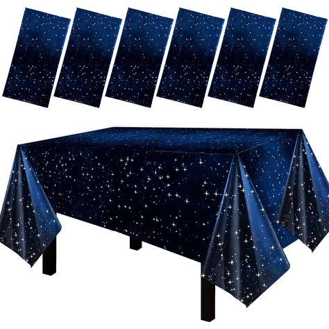 PRICES MAY VARY. Material:ECO-Friendly and High quality Disposable waterproof Plastics Tablecloths Protector.Made of durable thick plastic material! Size :54" x 108"/pack ,It Fits any rectangular tables up to 8-feet in length.3packs are enough for your table decoration. Design style: This Star Universe Blue Wave Point tablecloth is designed to Dark blue background and shiny silver polka dot pattern.it is It's irregular size about the polka dot. It makes you feel like you're in a very big univers Big Universe, Rectangle Tables, Plastic Table Cover, Table Cloth Decorations, Waterproof Tablecloth, Plastic Table Covers, Plastic Table, Plastic Tablecloth, Plastic Tables