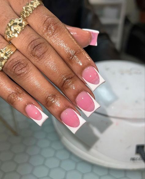 White And Pink Short Nails, Simple Pink Nail Set, Square Acrylic Nails Short, Nail Appointment, Short Acrylic, Pink Acrylic, Short Acrylic Nails Designs, Pink Acrylic Nails, Square Acrylic Nails