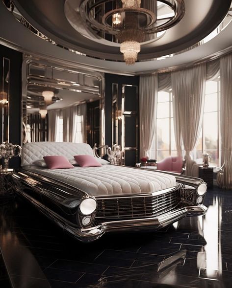 Car-Inspired AI Furniture Design: Unbelievable Ideas Crazy Bedroom Ideas, Vintage Boys Bedrooms, Luxury House Floor Plans, Car Decoration Ideas, Male Bedroom Ideas, Unique Furniture Design, Car Furniture, Luxurious Room, Luxurious Bedroom