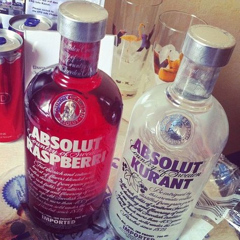 Absolute Raspberry and Absolute Kurant Vodka Bottle, Vodka, Liquor, Raspberry, Drinks