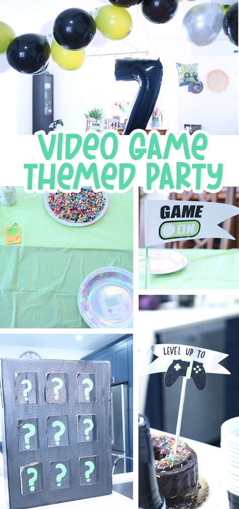 Ideas for a Video Game Party Video Game Birthday Activities, Gamer Party Activities, Gamer Themed Birthday Party Ideas, Gaming Party Food Ideas, Video Game Party Activities, Video Game Themed Activities For Kids, Video Game Birthday Party Games, Video Game Birthday Party Activities, Video Game Birthday Party Food