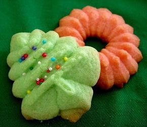 Christmas Tree Spritz Cookies, Dairy Free Spritz Cookies, Spitz Cookies, Christmas Spritz, Press Cookies, Cookie Press Recipes, Mirro Cookie Press, Spritz Cookie, Cookies Photo