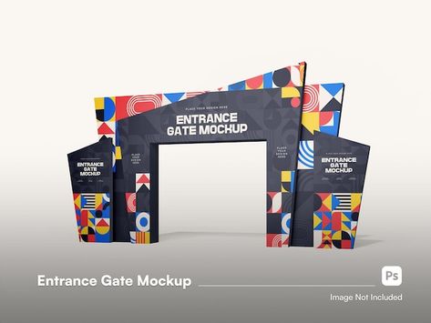 Realistic modern entrance gate mockup in... | Premium Psd #Freepik #psd #booth-mockup #stand-mockup #exhibition-booth #exhibition-stand Event Entrance Design, Event Entrance Arch Design, Event Entrance Arch, Event Booth Design, Event Entrance, Corporate Event Design, Exhibition Stall Design, Event Booth, Entrance Gate