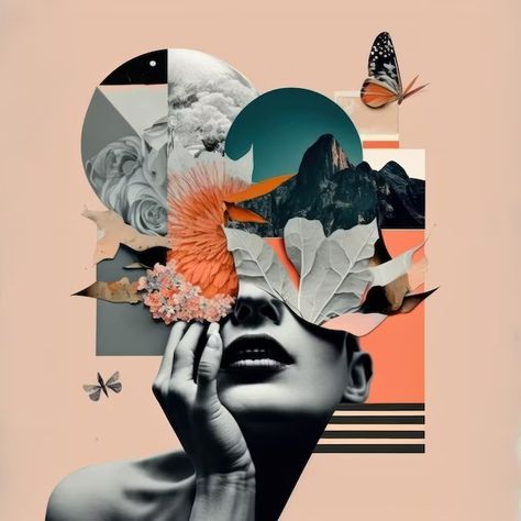 Collage Art Vectors, Photos and PSD files | Free Download Vintage Floral Aesthetic, Face Black And White, Surrealism Collage, Collage Landscape, Face Collage, Conceptual Photo, Collage Portrait, Festival 2024, Modern Graphic Art