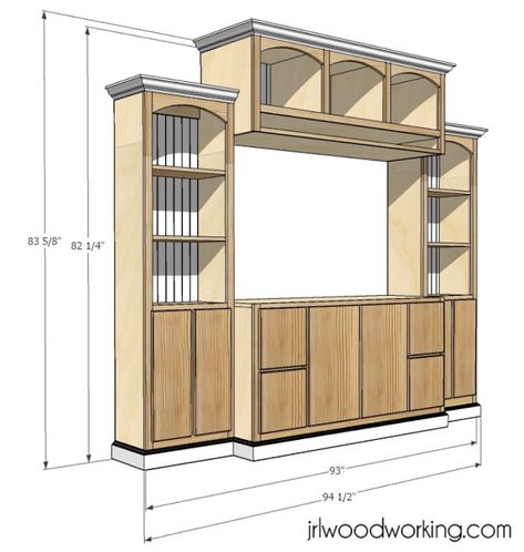 JRL Woodworking | Free Furniture Plans and Woodworking Tips: Furniture Plans: Custom Entertainment Center for Flat Screen TV Diy Tv Entertainment Center, Diy Built In Entertainment Center, Entertainment Center Plans, Pallet Deck Diy, Free Furniture Plans, Custom Entertainment Center, Entertainment Center Ideas, Pallet Deck, Tv Entertainment Center