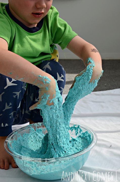 Sensory play with edible sludge from And Next Comes L