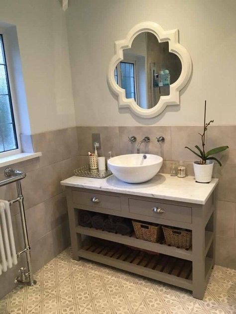 Bathroom Washstand, Handmade Vanity, Unit Bathroom, Beautiful Vanity, Shiplap Bathroom, Slatted Shelves, Modern Bathroom Interior, Bad Inspiration, Bathroom Units