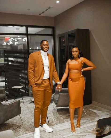 Couple Cocktail Attire, Black Couple Outfits Matching Classy, Couple Birthday Outfit Ideas, Couples Birthday Outfit, Black Couple Wedding Guest Outfit, All White Couple Outfits, Black Couples Outfits Coordinating, Wedding Date Outfit Couple, Couple Outfits Matching Classy Wedding