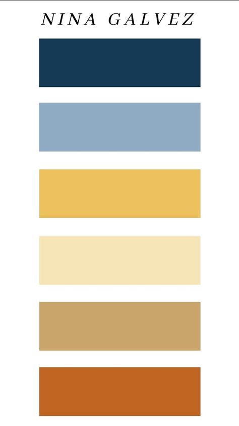 Fun project with Pinterest + Canva to make your business brand color palette. Simple hacks to streamline your graphic design.   #rust #mustard #cream #coffee #navy #dustblue #brandcolor Yellow Blue Brown Aesthetic, Blue And Brick Color Palette, Navy Mustard Rust Living Room, Blue Yellow Gold Color Palettes, Navy Mustard White Color Palette, Navy Blue And Mustard Color Palette, Navy Blue And Other Colors, Navy And Mustard Kitchen, Navy Orange Yellow Color Palette