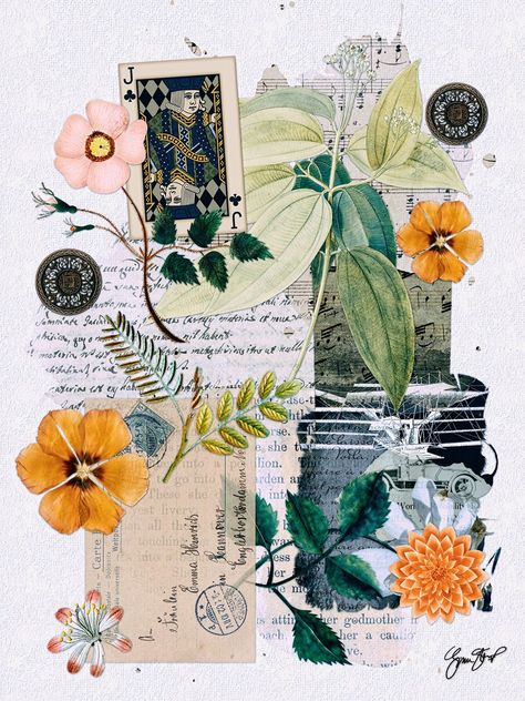 Gina Startup - Collage & Mixed Media Vol 1 Watercolour Collage Mixed Media, Mixed Media Digital Art, Floral Collage Art, Abstract Collage Art Mixed Media, Maximalist Scrapbook, Multi Media Collage, Painting Collage Canvases, Mixed Media Photography Collage, Canvas Collage Ideas