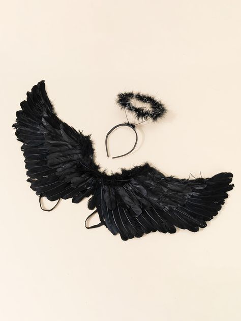 Black Angel Costume, Black Turkey, Angel Costume, Feather Wings, Halloween Costume Outfits, Turkey Feathers, Black Wings, Halloween Stuff, Costume Accessories