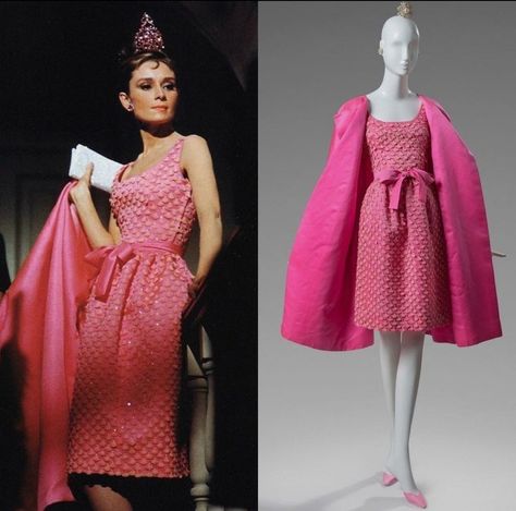 Audrey Hepburn hot pink cocktail dress by Hubert de Givenchy worn by Audrey Hepburn (their muse) for breakfast at Tiffany’s 1961 Movie Dresses, Breakfast At Tiffany's Movie, Breakfast At Tiffanys Party Ideas, Hot Pink Cocktail Dress, Tiffany Party, Givenchy Dress, Soft Gamine, Audrey Hepburn Style, Pink Cocktail