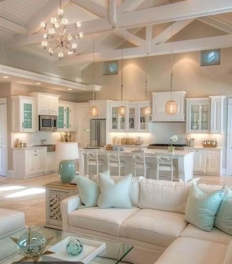 Coastal Kitchen Ideas, Coastal Kitchen Decor, Beach House Living Room, Beachy Room, Beach House Interior Design, Dream Life House, Dream Beach Houses, Beach House Interior, Coastal Kitchen