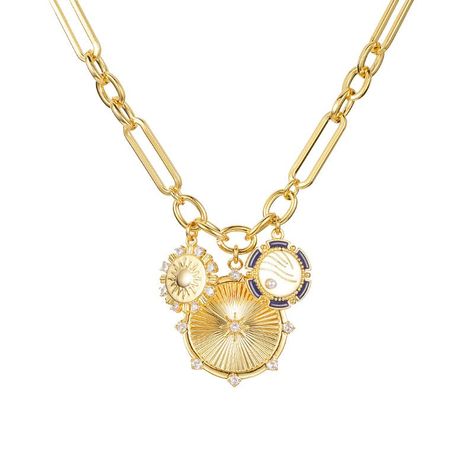 PRICES MAY VARY. 18K Gold Electroplated Brass Multi Round Coin Pendants with Sun, Mountain and River Design, Brilliant Zircons and Created Pearl Inlaid Adjustable Thick Chain from 41cm/16.14in (inclusive) - 49cm/19.29in (inclusive) Simple, Fashionable, Personalized, Easy-matching, and Neutral To be the Unique You Product Category: Necklace   Material: Brass + Zircon   Processing Technology: 18K Gold Electroplating   Shape: Sun, Mountain, River, Geometry   Packaging: Gift Box   Weight: 39g/0.086l Mountain River Landscape, River Landscape, Choker Chain, Mountain River, Coin Pendant Necklace, Gold Charm Necklace, Star Jewelry, Coin Jewelry, Lovely Necklace