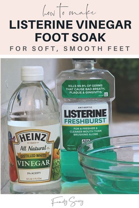 Vinegar Foot Soak, Homemade Foot Soaks, Family Savvy, Listerine Foot Soak, Diy Foot Soak, Foot Soak Recipe, Expectations Vs Reality, Pedicure At Home, Foot Scrub