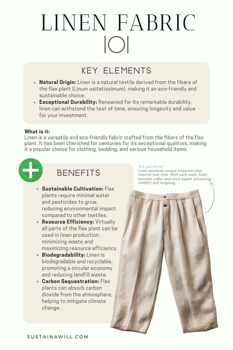 infographic about linen, showing the key elements, giving the answer to: what is linen and the benefits Reduce Energy Consumption, Flax Plant, Natural Textiles, Water Usage, Sustainable Brand, Eco Friendly Fabric, Insta Posts, Environmental Impact, Sustainable Clothing