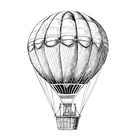 Premium Vector | Vector hot air balloon aerostat sketch hand drawn vector illustration Hot Air Balloon Drawing Sketch, Sketch Tattoo Ideas, Hot Air Balloon Drawing, Balloon Drawing, Hot Air Balloons Art, Balloon Illustration, Balloon Painting, Cloud Tattoo, Science Illustration