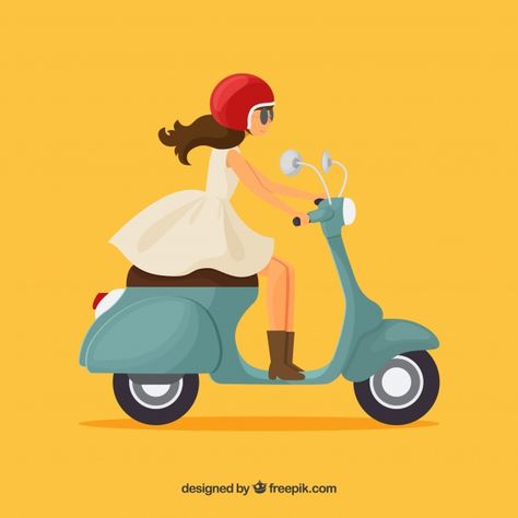 Girl on scooter | Free Vector #Freepik #freevector #freecar #freetravel #freegirl #freeroad Vespa Illustration, Logo Moto, Bird Silhouette Art, Vespa Girl, Cartoon Clip, Vespa Vintage, Scooter Girl, Bird Silhouette, Sepeda Motor