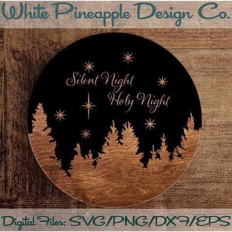 Round Wood Sign, Christmas Stencils, Winter Svg, Christmas Scene, Wood Rounds, Silent Night, Christmas Wood, Great Christmas Gifts, Christmas Signs